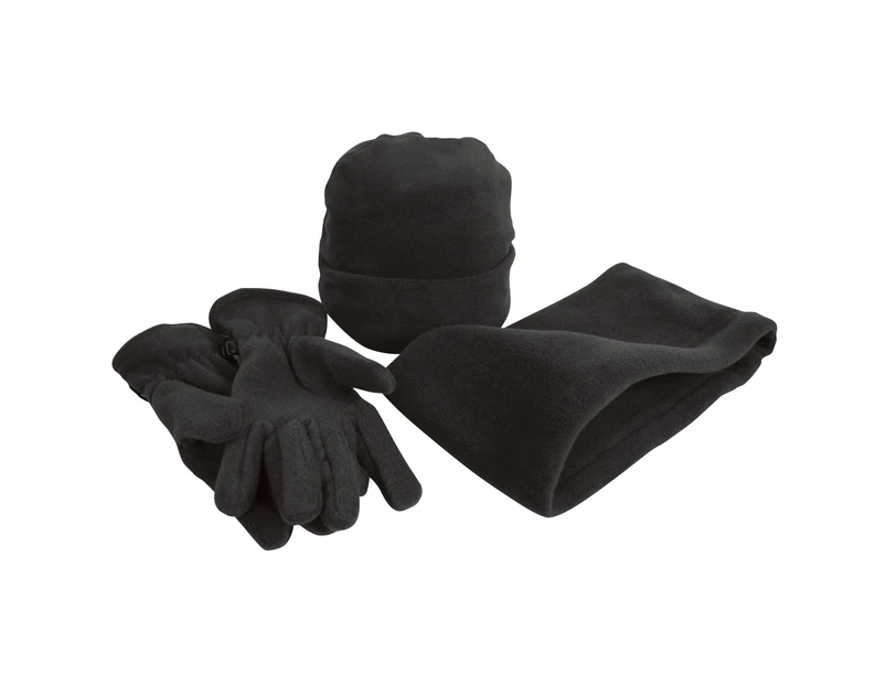Result Unisex Active Fleece Anti-Pill Winter Hat, Gloves & Neckwarmer Set (Black) - RW3228
