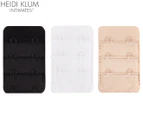 Heidi Klum Intimates Solutions 2-Hook Bra Extenders 3-Pack - Black/Nude/White