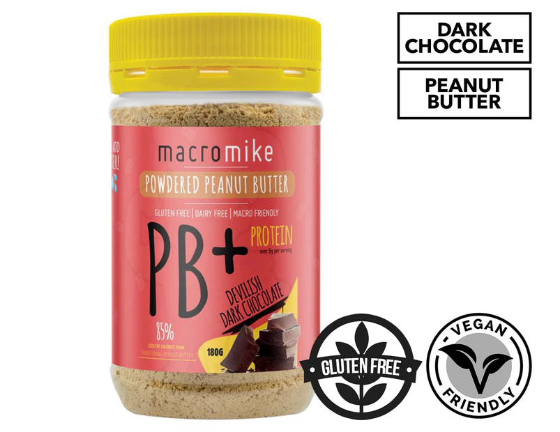 Macro Mike PB+ Powdered Peanut Butter Devilishly Dark Chocolate 180g