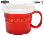 Chasseur 500mL Stoneware La Cuisson Soup Mug With Lid - Red