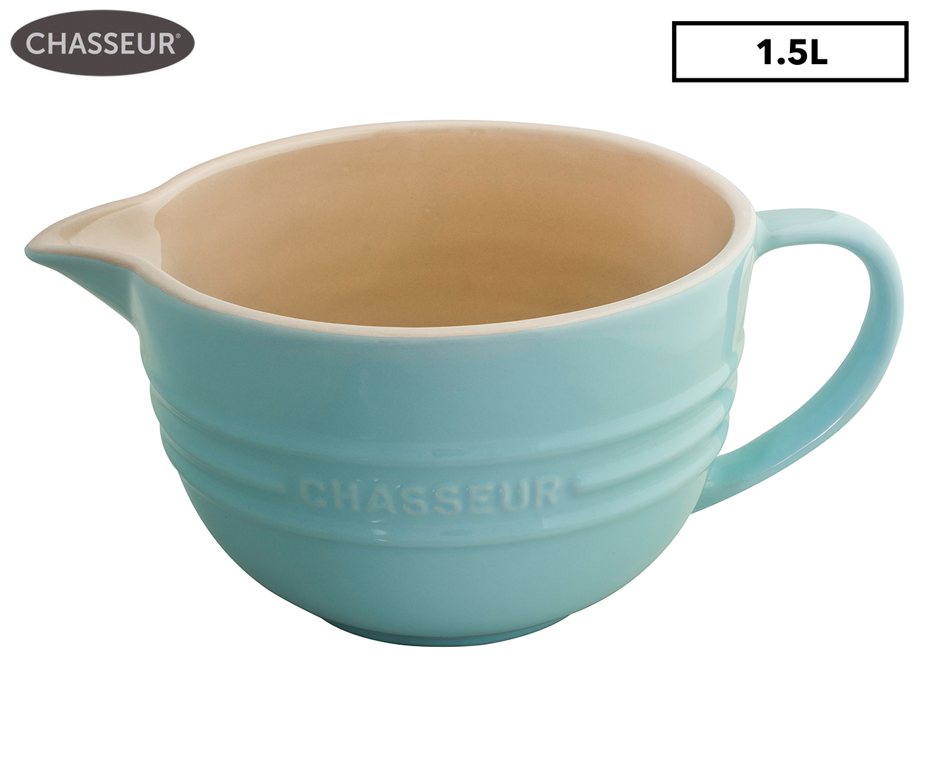 Chasseur 21.5cm 1.5L Stoneware Mixing Jug Duck Egg Blue Catch