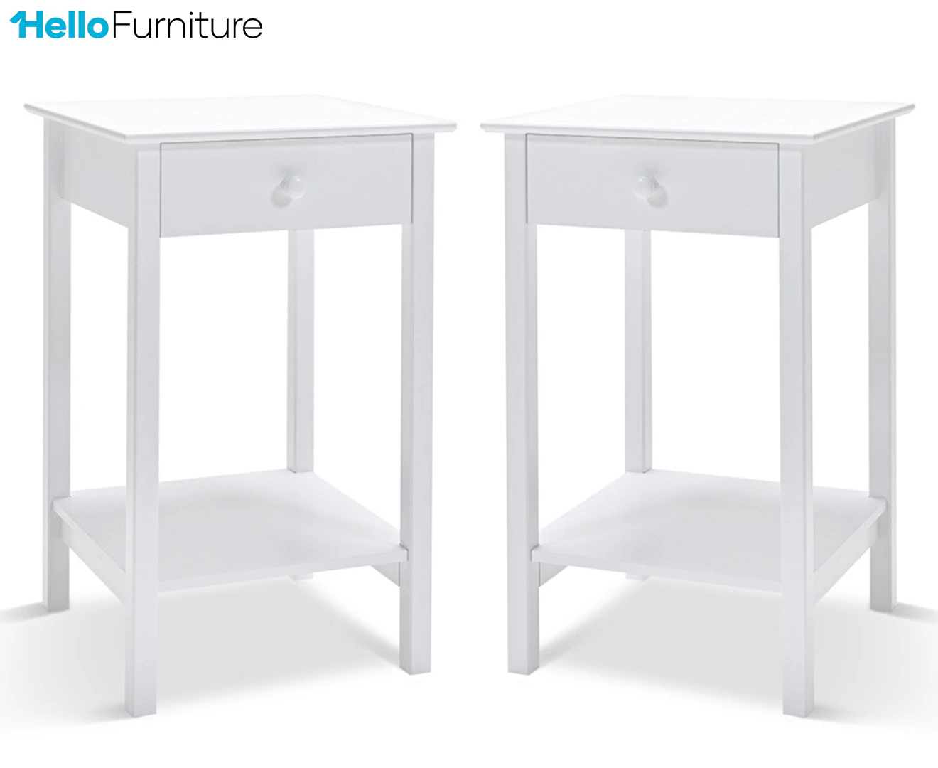 2 x HelloFurniture Franco End Table/ Bedside Table - White