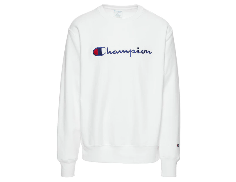 Champion Life Men's Reverse Weave Script Crew Sweatshirt - White