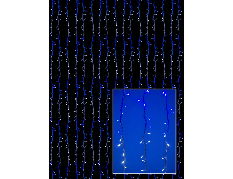 Synchronised Blue & Cool White LED Curtain Light - 3.2m
