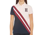 Tommy Hilfiger Women's Brett Piece Polo Shirt - Blushing/Navy/Red
