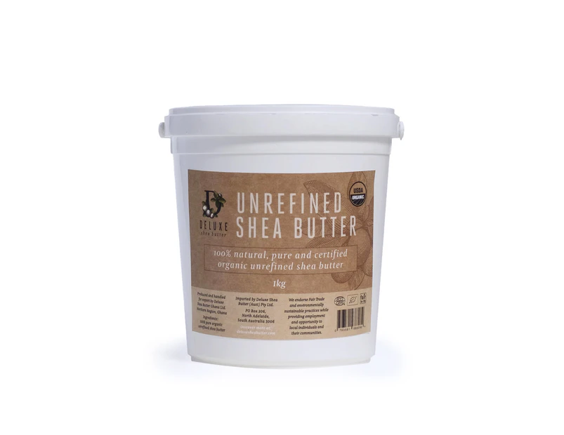 Deluxe Unrefined Shea Butter Tub 1kg - Pure, Certified Organic, Fair Trade Unrefined Shea Butter
