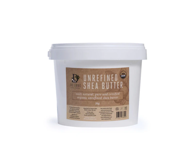 Deluxe Unrefined Shea Butter Tub 2kg - Pure, Certified Organic, Fair Trade Unrefined Shea Butter
