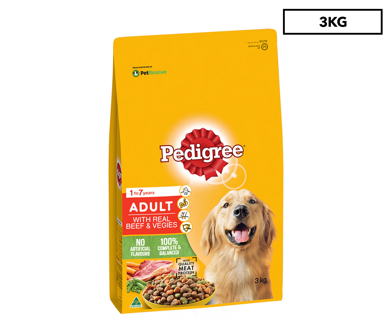 Pedigree Adult Dry Dog Food Real Beef & Vegetables 3kg