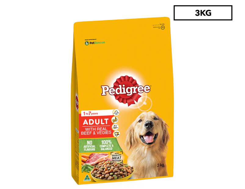 Pedigree Adult Dry Dog Food Real Beef & Vegetables 3kg