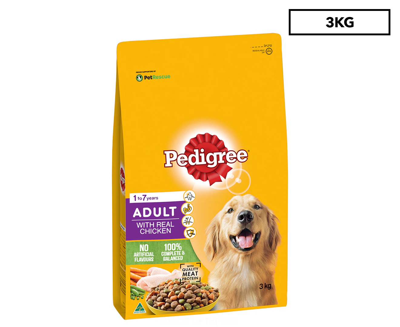 Pedigree Adult 1+ Meaty Bites Dry Dog Food with Real Chicken 3kg