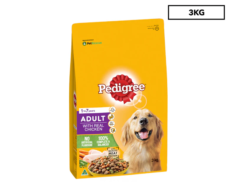 Pedigree Adult Dry Dog Food Real Chicken 3kg