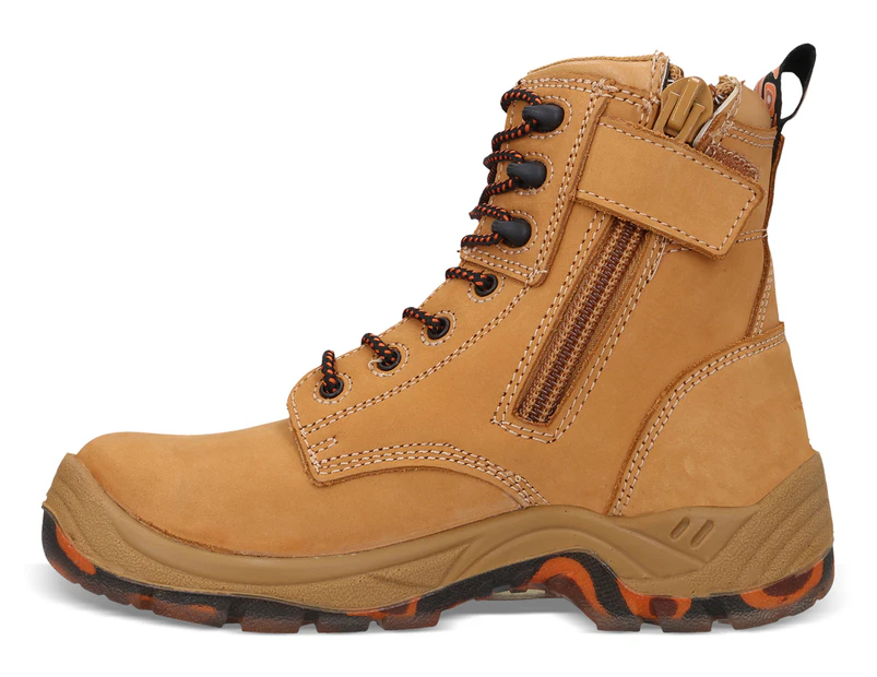 KingGee Men's Blaze Side Zip Work Safety Boots - Wheat