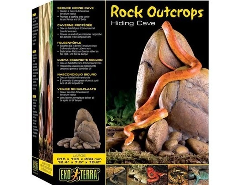 Exo Terra Large Reptile Rock Outcrops Secure Hiding Cave 31.5cm x 19.5cm x 26cm