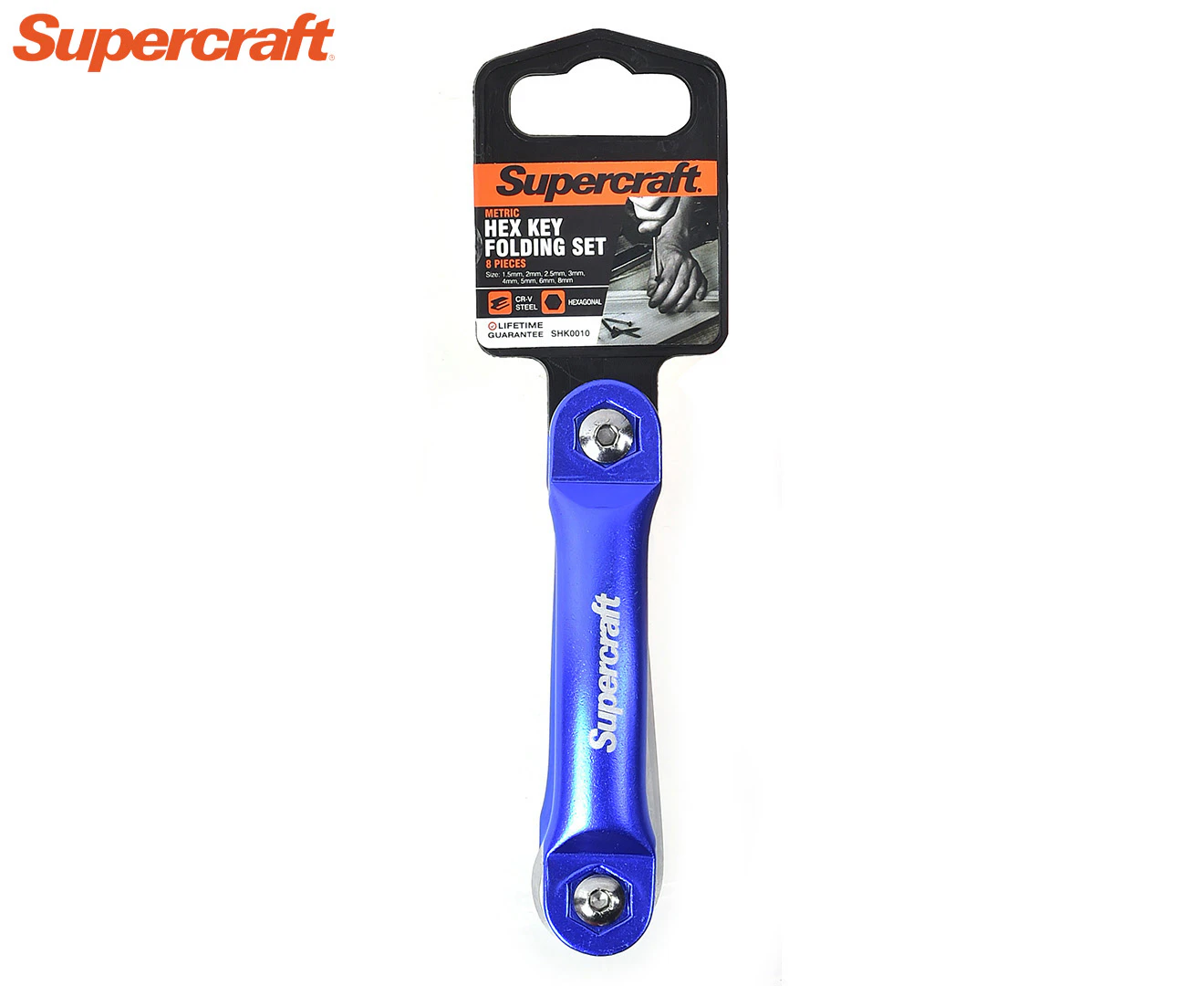 Supercraft Folding Hex/Allen Key w/ 8 Keys Folding Metric 1.5-8mm Home Tool Set