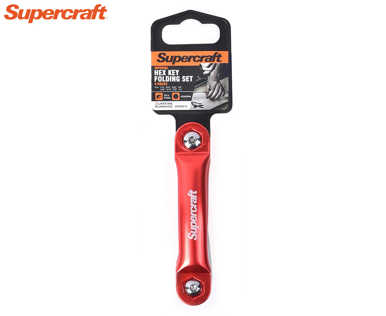 Supercraft Folding Hex/Allen Key w/ 8 Keys Imperial 1/16"-1/4" Home Tool Set