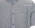 Mr Simple Men's Oxford Short Sleeve Shirt - Navy