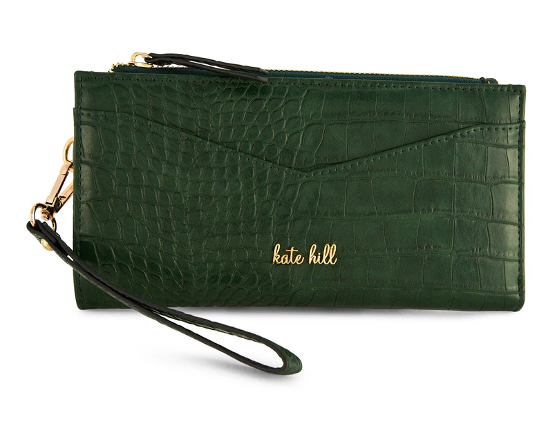 Kate Hill Alexa Croc Continental Wallet - Khaki
