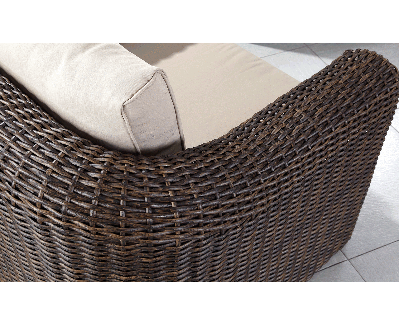 Outdoor Subiaco 3+2+1 Seater Outdoor Wicker Lounge Setting With Coffee Table - Outdoor Wicker Lounges - Chestnut Brown/Latte cushion