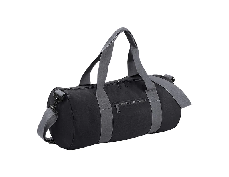 Bagbase Plain Varsity Barrel / Duffle Bag (20 Litres) (Pack of 2) (Black/Grey) - BC4425