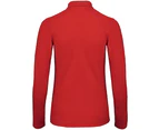 B&C ID.001 Womens Long Sleeve Polo (Crimson) - BC3944