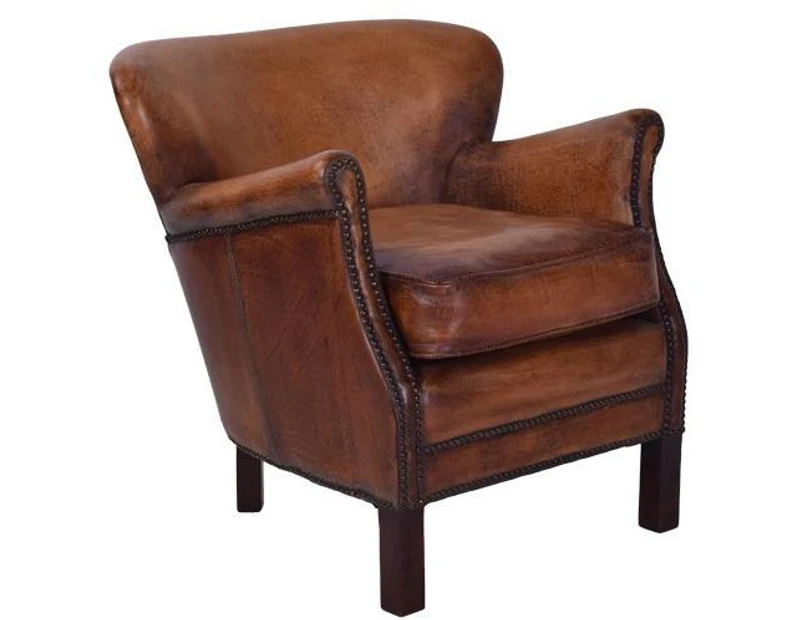 Clarence Retro Aged Leather Armchair