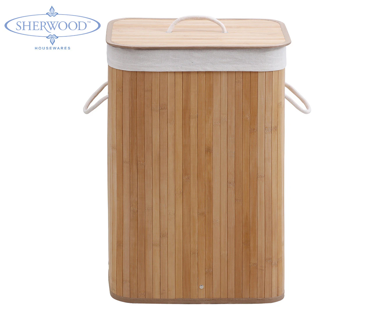 Sherwood Home Rectangular Collapsible Bamboo Laundry Hamper With Polycotton Natural Brown