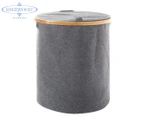 Sherwood Linen & Bamboo Round Short Laundry Hamper w/ Cover - Grey