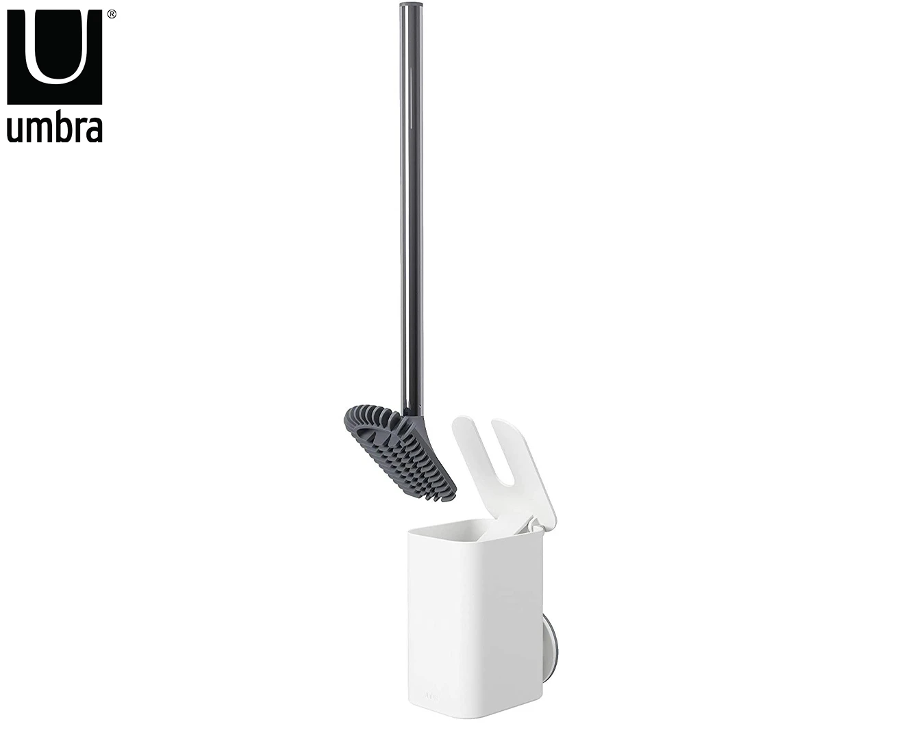 Umbra 33cm Flex Sure Lock Tilt Toilet Brush/Holder Bathroom Cleaning White