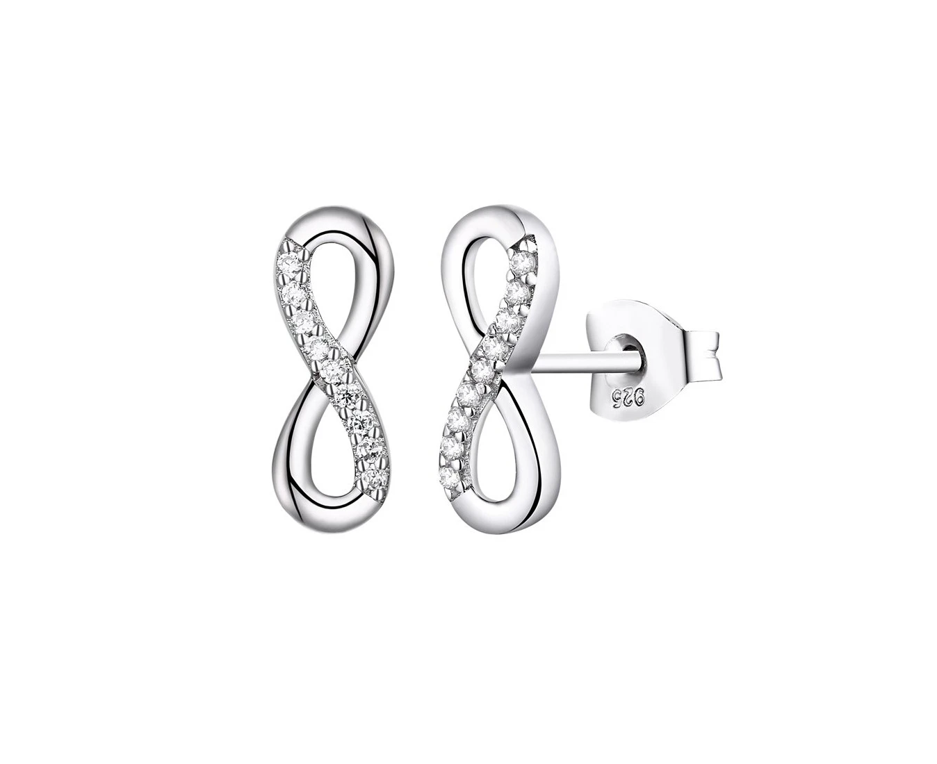 Bevilles Sterling Silver Cubic Zirconia Infinity Stud Earrings