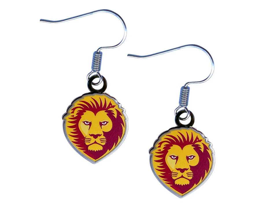 Brisbane Lions AFL Team Logo Earrings Surgical Steel Hook Jewellery