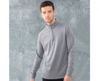 Henbury Mens Quarter Zip Long Sleeve Top (Grey Marl) - RW4845