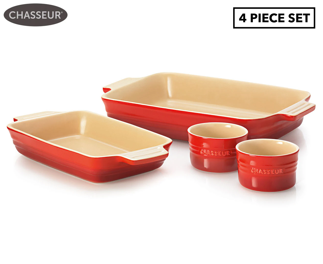 Chasseur 4-Piece La Cuisson Baking Set - Red