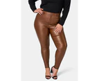 Something 4 Olivia Women's Therese Lift & Shape Coated Jeans in DARK TAN