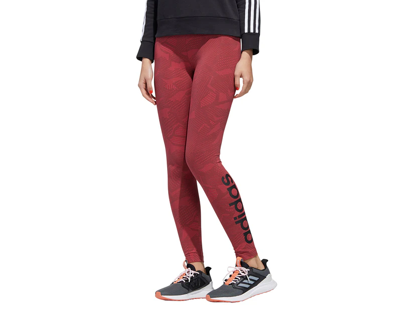Adidas Women's Essentials All Over Print Tights - Pink/Black