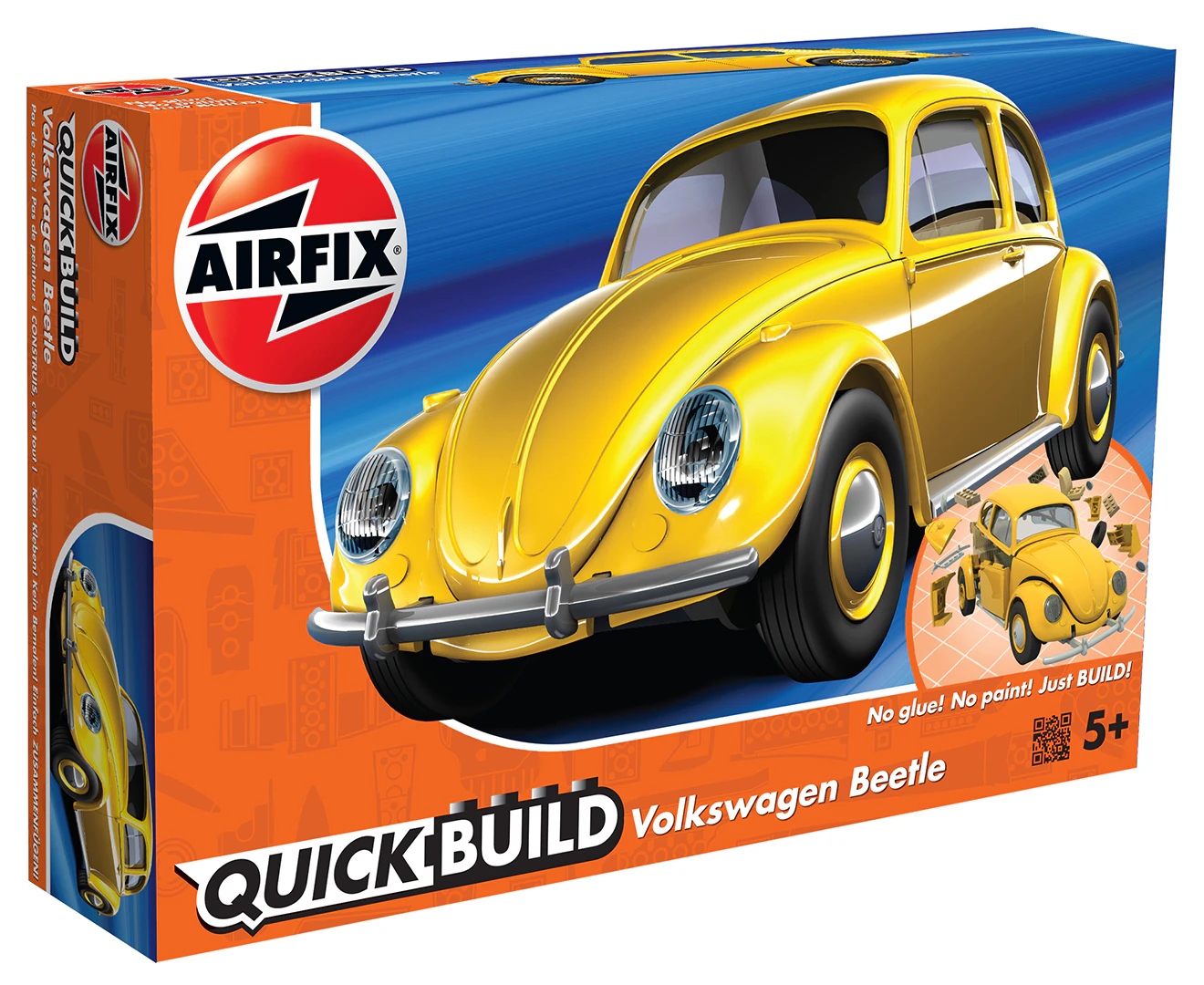 Airfix Plastic Model Kit Quickbuild Vw Beetle - Yellow - 56-J6023