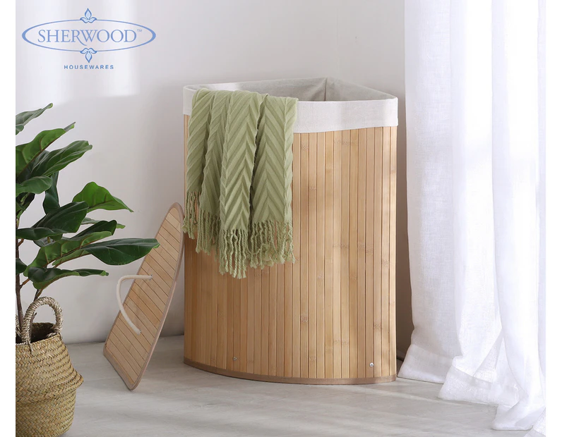 Sherwood Foldable Bamboo Corner Laundry Hamper