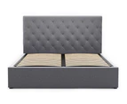 Queen Size Gas Lift Storage Fabric Bed Frame (Marco Collection, Grey)