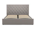King Size Gas Lift Storage Fabric Bed Frame (Marco Collection, Beige)