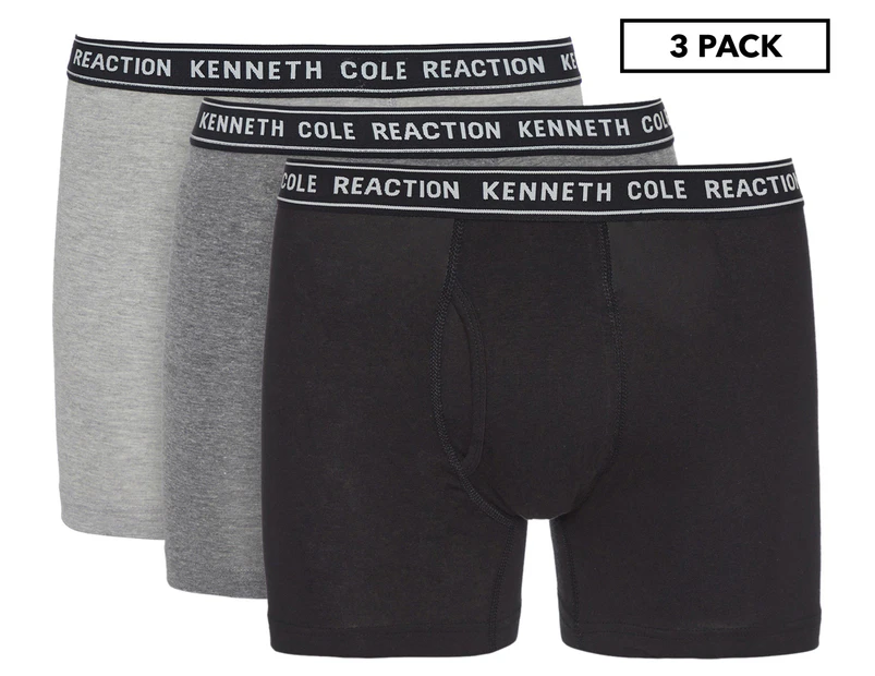 Kenneth Cole Men's Stretch Cotton Boxer Briefs 3-Pack - Light Grey/Medium Grey/Black