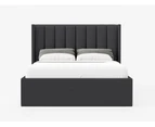 King Size Gas Lift Fabric Wing Bed Frame (Emilie Collection, Charcoal)