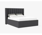 King Size Gas Lift Fabric Wing Bed Frame (Emilie Collection, Charcoal)