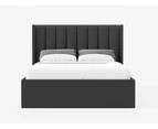Queen Size Gas Lift Fabric Wing Bed Frame (Emilie Collection, Charcoal)
