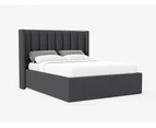 Queen Size Gas Lift Fabric Wing Bed Frame (Emilie Collection, Charcoal)