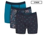 Ted Baker Men's Cotton Stretch Boxer Briefs 3-Pack - Navy Logo Print/Teal/Paisley Print 1