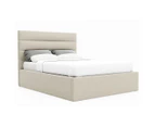 King Size Gas Lift Fabric  Bed Frame (Benny Collection, Tuscan Beige)