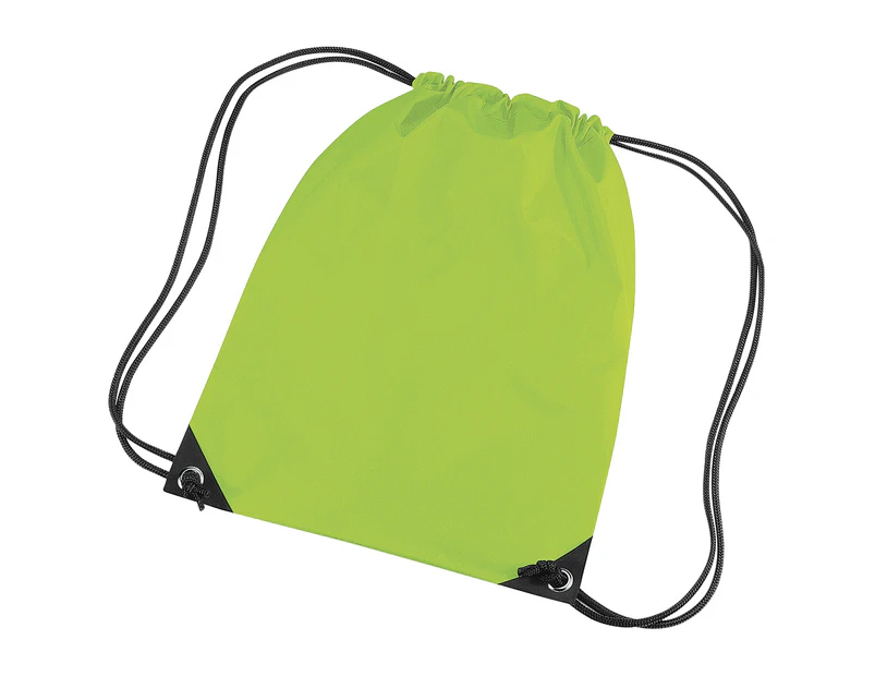 Bagbase Premium Gymsac Water Resistant Bag (11 Litres) (Pack Of 2) (Lime) - BC4326