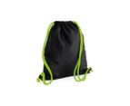 Bagbase Icon Drawstring Bag/Gymsac (Pack of 2) (Black/Lime Green) - BC4344
