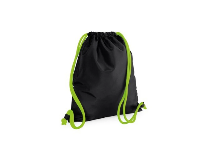 Bagbase Icon Drawstring Bag/Gymsac (Pack of 2) (Black/Lime Green) - BC4344