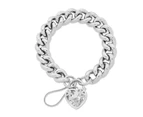 Bevilles 19cm Sterling Silver Heart Padlock Bracelet Curb Link - Sterling Silver
