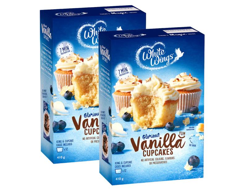 2 x White Wings Vanilla Cupcakes Baking Mix 410g